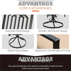 MAISON ARTS Ensemble de salle à manger de patio 6 pièces avec 1 table rectangulaire couleur teck, 2 chaises pivotantes, 2 chaises empilables et 1 banc