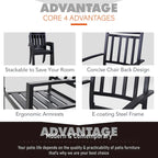 MAISON ARTS Ensemble de salle à manger de patio 6 pièces avec 1 table rectangulaire couleur teck, 2 chaises pivotantes, 2 chaises empilables et 1 banc
