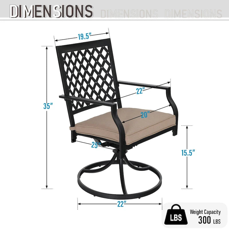 MAISON ARTS Ensemble de salle à manger de patio 6 pièces avec 1 table rectangulaire couleur teck, 2 chaises pivotantes, 2 chaises empilables et 1 banc