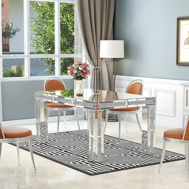 Table à manger rectangulaire avec diamants concassés