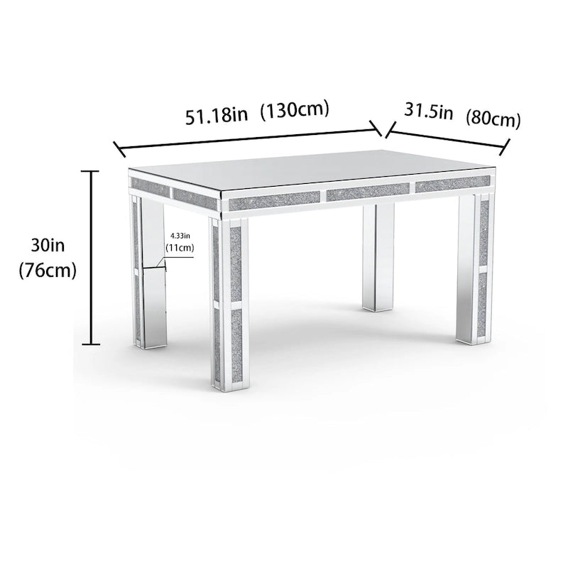 Table à manger rectangulaire avec diamants concassés