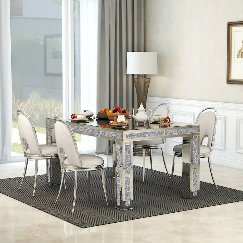 Table à manger rectangulaire avec diamants concassés