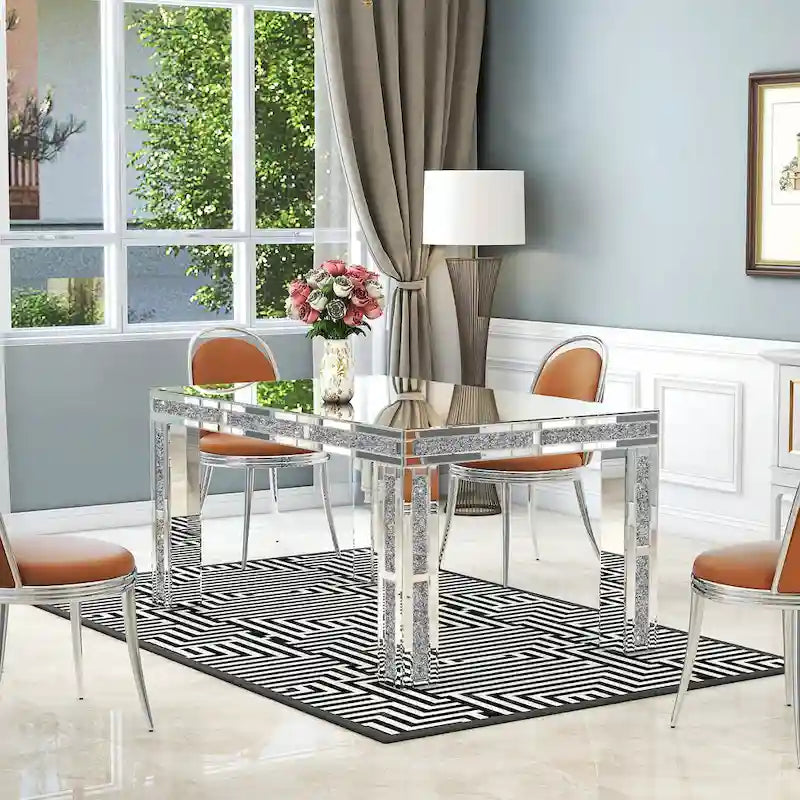 Table à manger rectangulaire avec diamants concassés