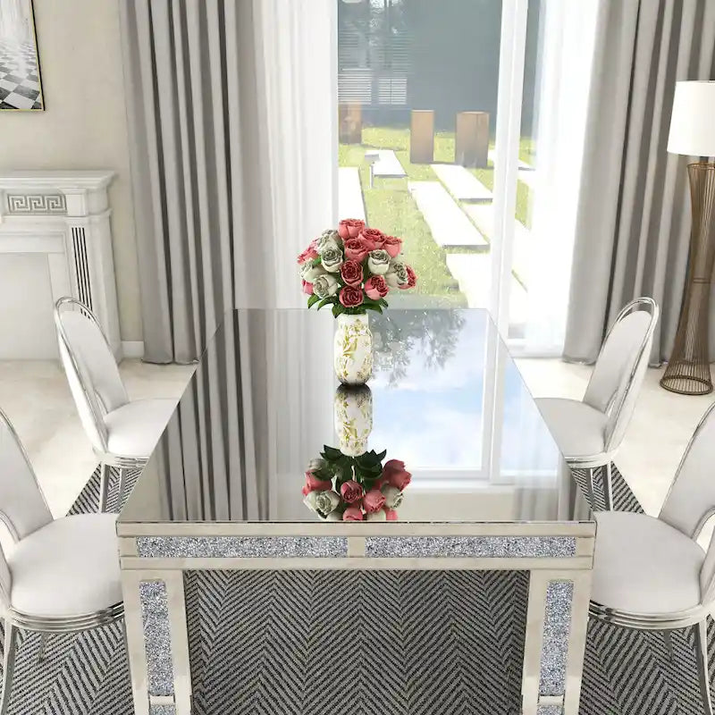 Table à manger rectangulaire avec diamants concassés