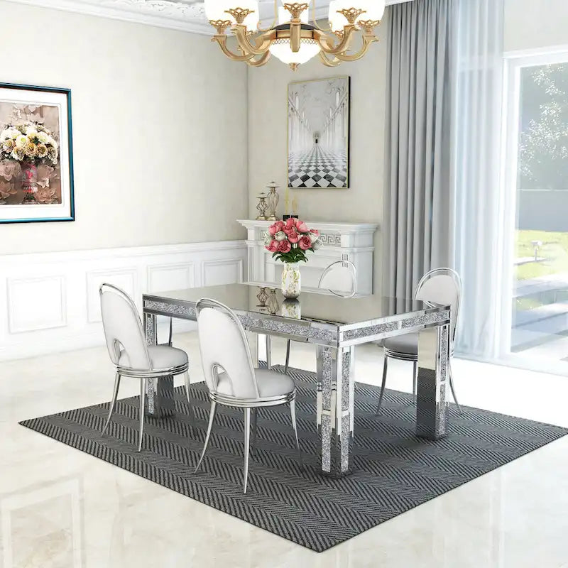 Table à manger rectangulaire avec diamants concassés