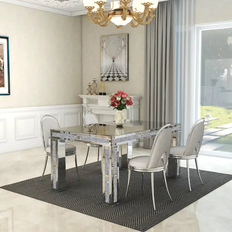 Table à manger rectangulaire avec diamants concassés