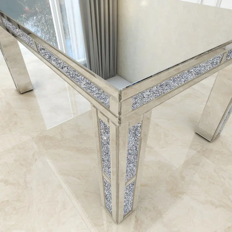 Table à manger rectangulaire avec diamants concassés