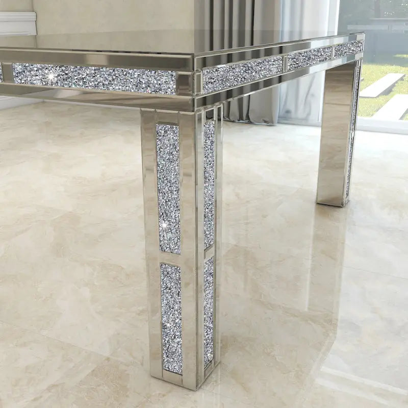 Table à manger rectangulaire avec diamants concassés