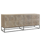 Buffet Zion 84 en bois de manguier sculpté 4 portes avec piètement en fer