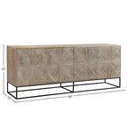 Buffet Zion 84 en bois de manguier sculpté 4 portes avec piètement en fer