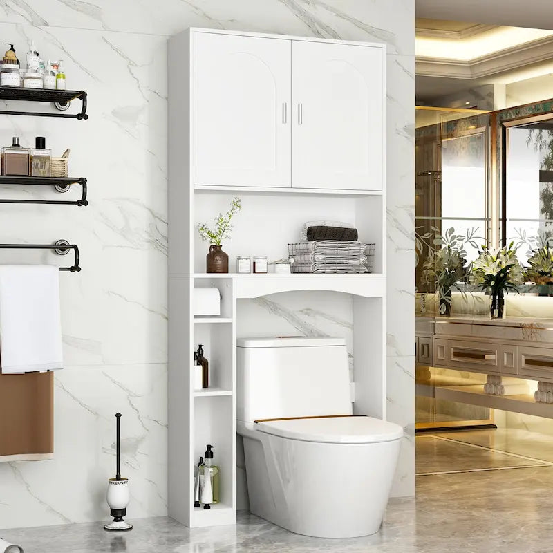 Meuble de rangement WC double porte - 80x180 cm