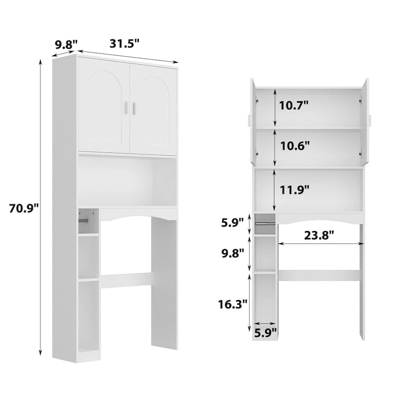 Meuble de rangement WC double porte - 80x180 cm