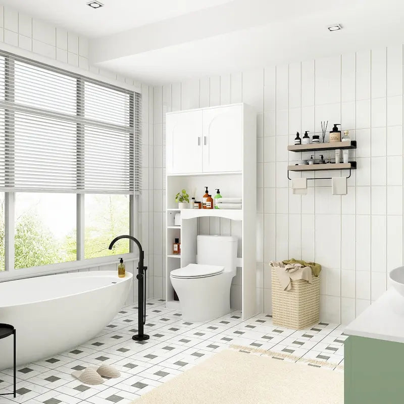 Meuble de rangement WC double porte - 80x180 cm