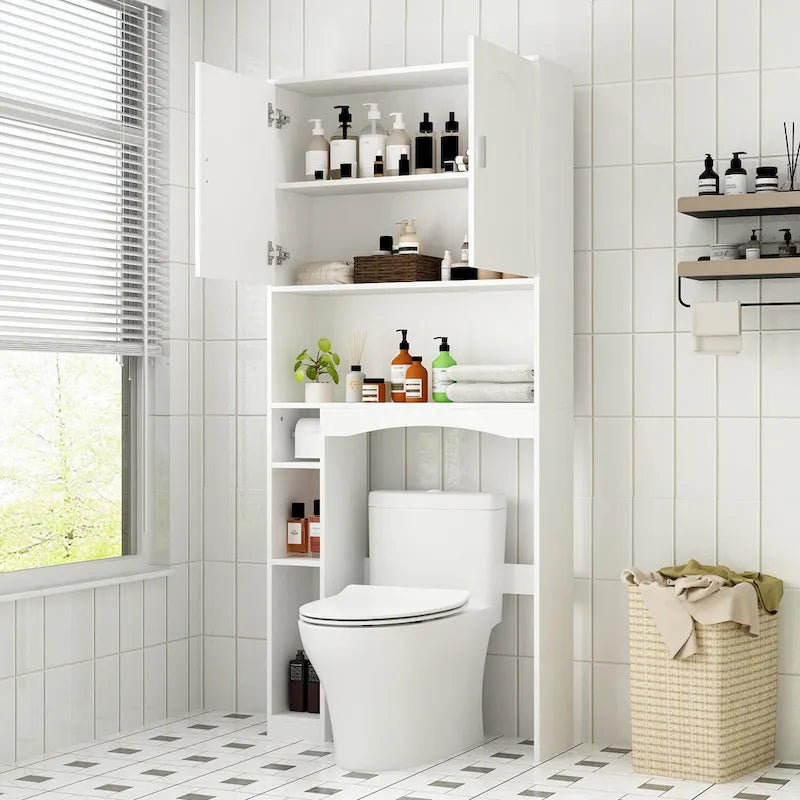 Meuble de rangement WC double porte - 80x180 cm