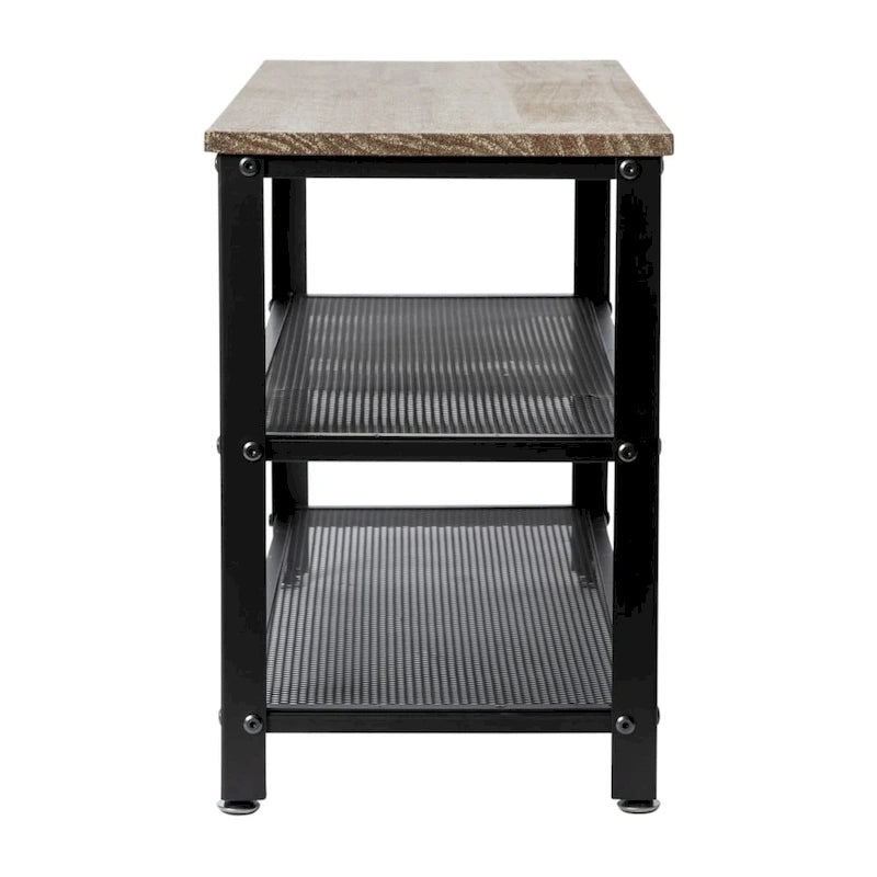 Banc d'entrée à 3 niveaux avec étagères à chaussures en maille métallique