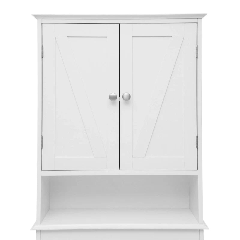 Armoire de salle de bain de style rustique à suspendre au-dessus des toilettes avec étagères et portes à fermeture magnétique