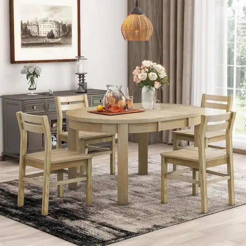 Ensemble de salle à manger rond extensible 5 pièces Merax Farmhouse