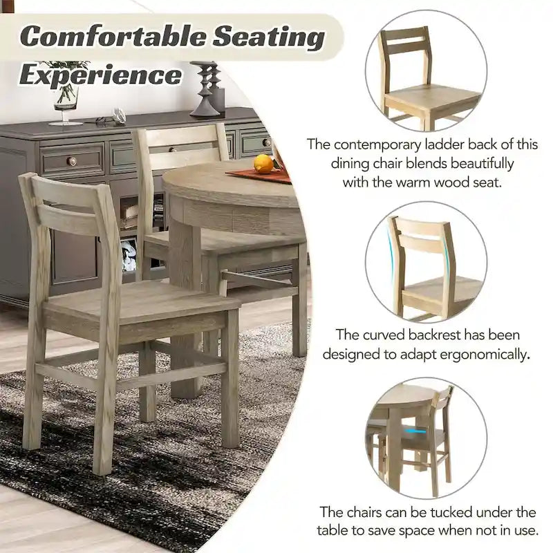 Ensemble de salle à manger rond extensible 5 pièces Merax Farmhouse