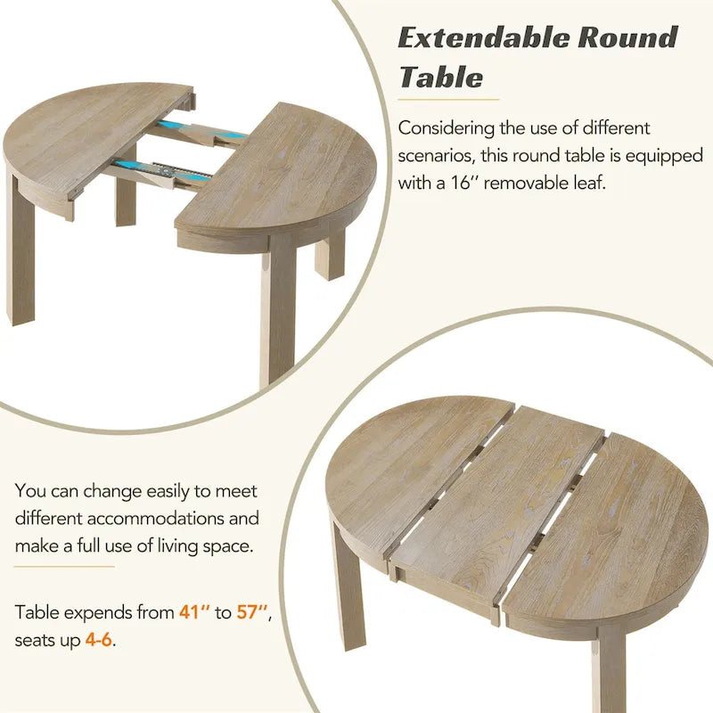 Ensemble de salle à manger rond extensible 5 pièces Merax Farmhouse