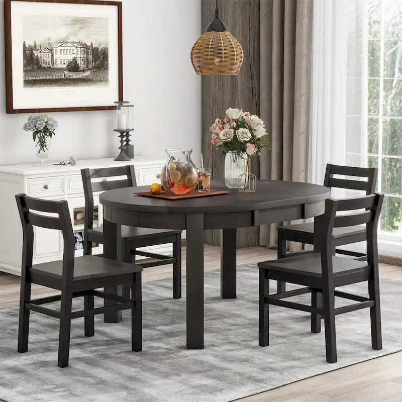 Ensemble de salle à manger rond extensible 5 pièces Merax Farmhouse