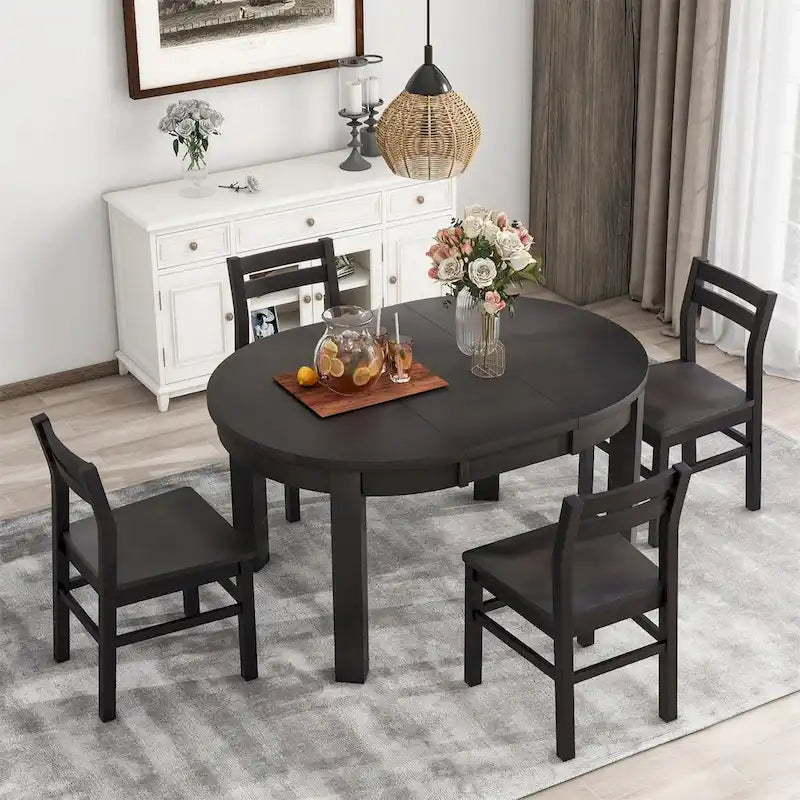 Ensemble de salle à manger rond extensible 5 pièces Merax Farmhouse