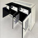 Commode d'appoint à 3 tiroirs en miroir diamant Glam