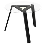 Costway 36 Round Glass Dining Table for 4 with Tempered Glass Tabletop Rubber Wood Frame Natural/Black