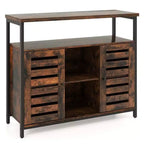 Meuble de rangement Costway : Buffet industriel avec porte à lattes à ouverture par simple pression