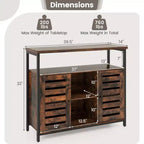 Meuble de rangement Costway : Buffet industriel avec porte à lattes à ouverture par simple pression