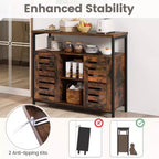 Meuble de rangement Costway : Buffet industriel avec porte à lattes à ouverture par simple pression
