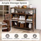 Meuble de rangement Costway : Buffet industriel avec porte à lattes à ouverture par simple pression