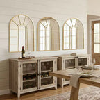 Miroir mural décoratif Dovelina 41L x 28l en forme de fenêtre arquée avec cadre en métal pour salon, entrée, chambre à coucher Noir/Doré