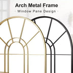 Miroir mural décoratif Dovelina 41L x 28l en forme de fenêtre arquée avec cadre en métal pour salon, entrée, chambre à coucher Noir/Doré