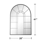 Miroir mural décoratif Dovelina 41L x 28l en forme de fenêtre arquée avec cadre en métal pour salon, entrée, chambre à coucher Noir/Doré