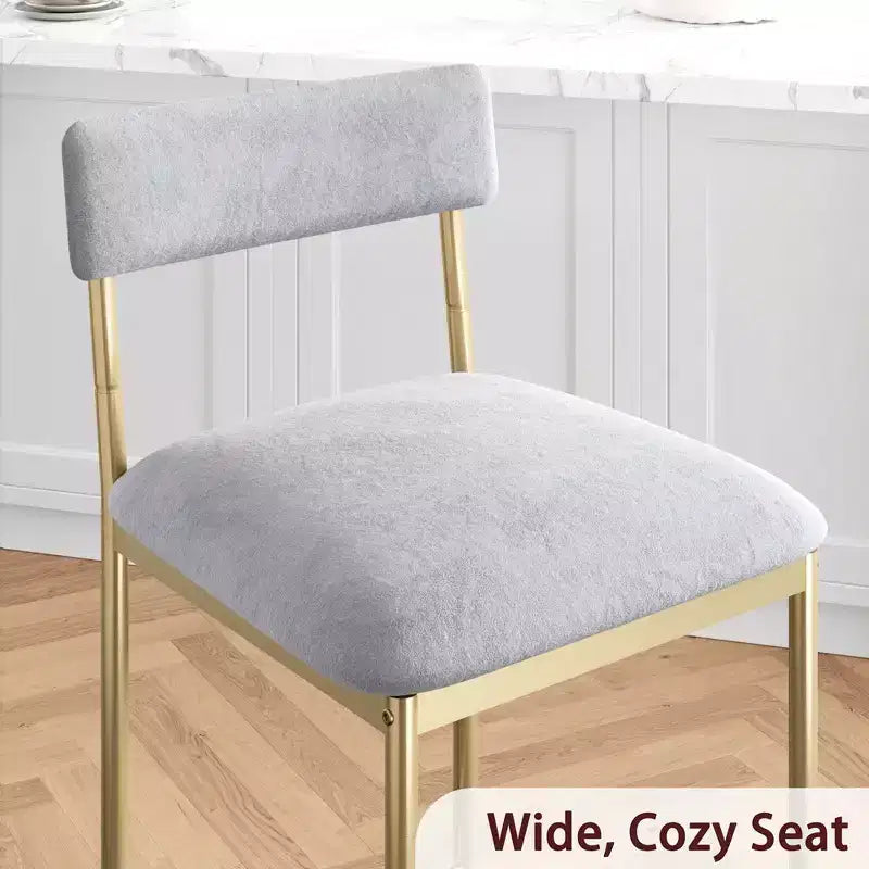 Lot de 2 tabourets de bar, tabourets de bar de cuisine avec repose-pieds, tabourets de bar hauteur comptoir en velours, chaises de bar pour îlot de cuisine, comptoir, gris-doré