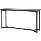 Console de style pavillon Uttermost Basuto 62 avec plateau en placage de chêne et fer forgé