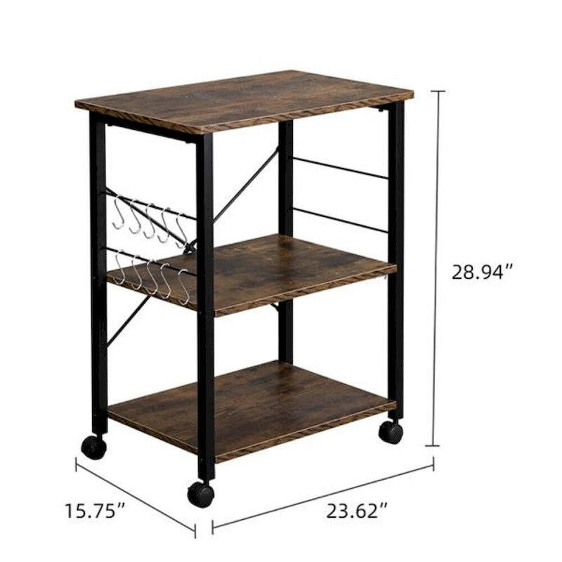Étagère de Boulanger à 3 Niveaux, Meuble de Rangement de Cuisine pour Four à Micro-ondes, Chariot de Rangement, Étagère de Poste de Travail - 23,62 x 15,75 x 28,94