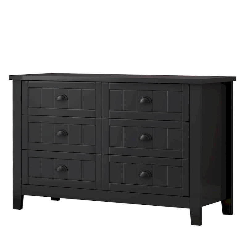 Meuble d'appoint moderne en bois massif noir avec poignée coquille rétro