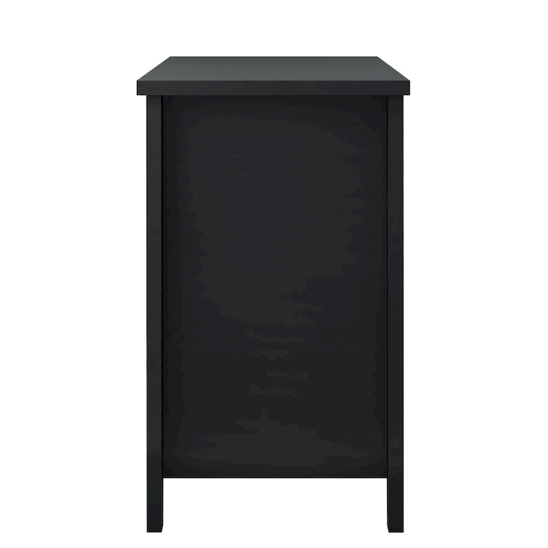 Meuble d'appoint moderne en bois massif noir avec poignée coquille rétro