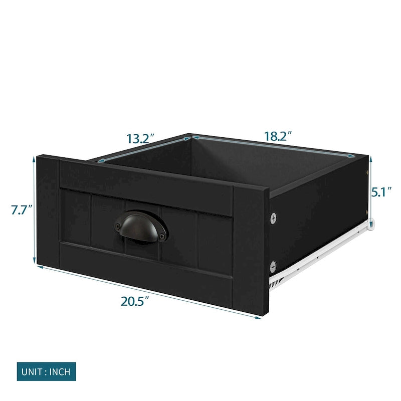 Meuble d'appoint moderne en bois massif noir avec poignée coquille rétro