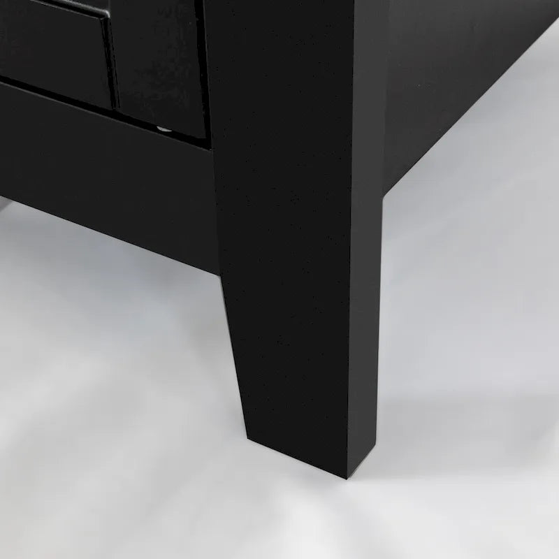 Meuble d'appoint moderne en bois massif noir avec poignée coquille rétro
