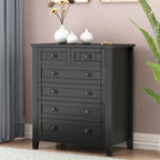 Meuble d'appoint moderne en bois massif noir avec poignée coquille rétro