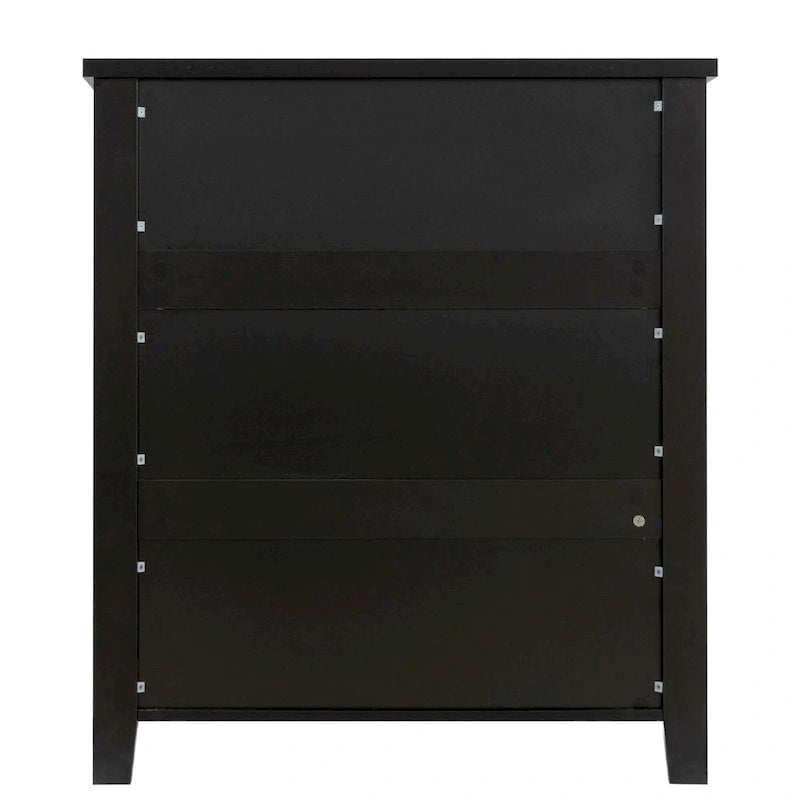 Meuble d'appoint moderne en bois massif noir avec poignée coquille rétro