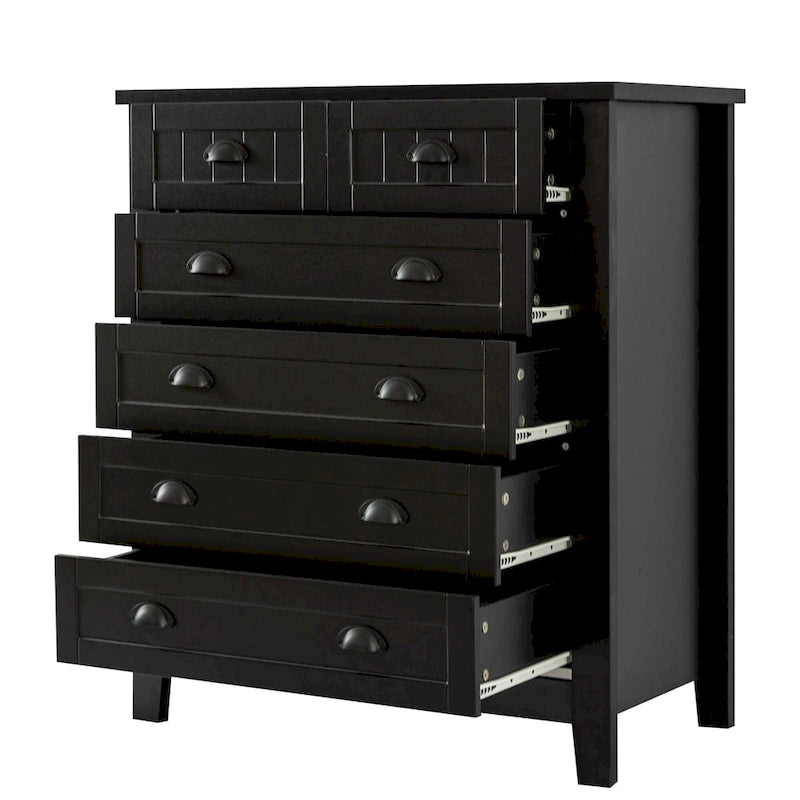 Meuble d'appoint moderne en bois massif noir avec poignée coquille rétro