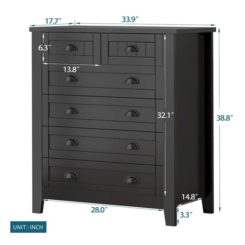 Meuble d'appoint moderne en bois massif noir avec poignée coquille rétro
