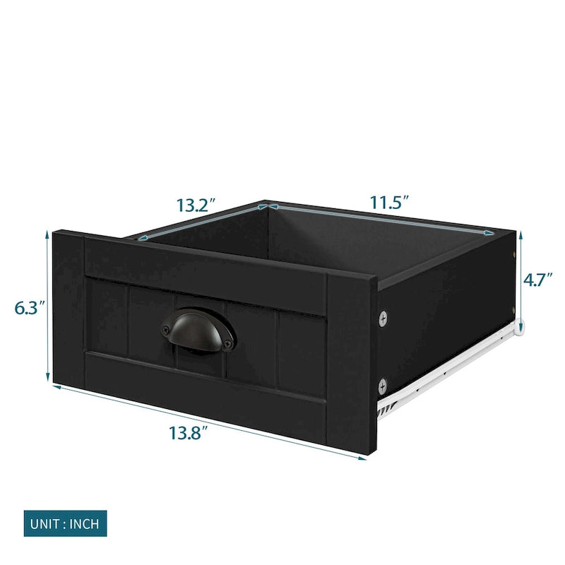 Meuble d'appoint moderne en bois massif noir avec poignée coquille rétro