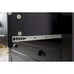 Meuble d'appoint moderne en bois massif noir avec poignée coquille rétro
