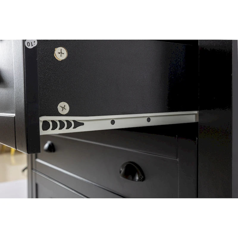Meuble d'appoint moderne en bois massif noir avec poignée coquille rétro