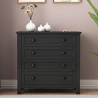 Meuble d'appoint moderne en bois massif noir avec poignée coquille rétro