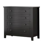 Meuble d'appoint moderne en bois massif noir avec poignée coquille rétro